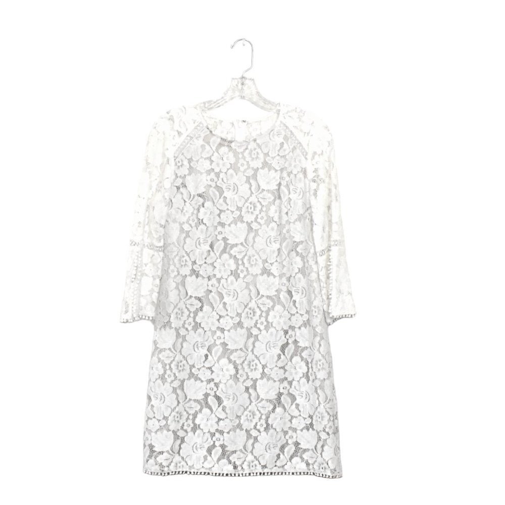 Vince Camuto Floral Lace Boho Shift Dress White Size 6